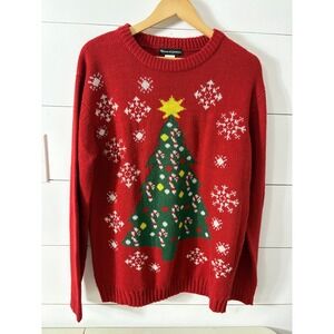 Blitzen & Company Christmas Tree Sweater Medium‎ Holiday Festive Red Acrylic